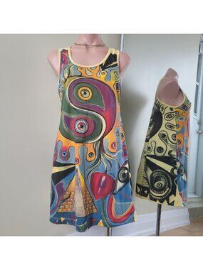 Mirror Colorful Eyes Graphic Abstract Goth Tank Dress (One Size)